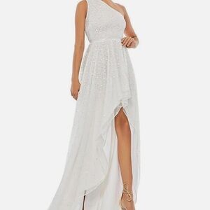 Mac Duggal White One-Shoulder Gown
